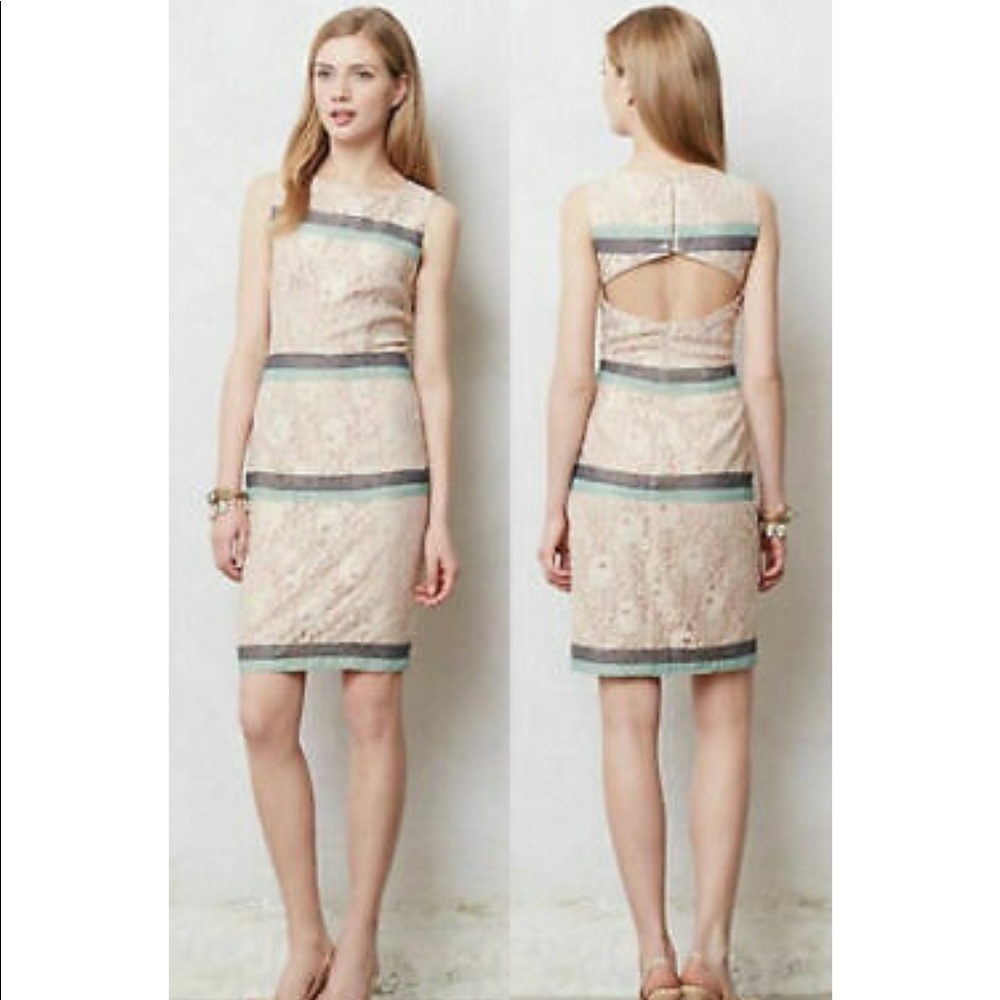 Maeve (Anthropologie) rose gold lace dress